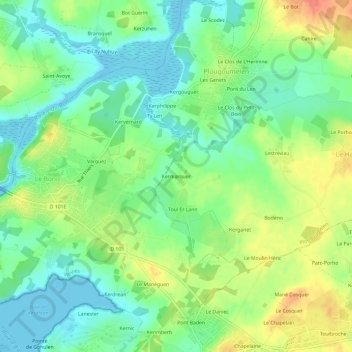 Mappa topografica Kermarquer, altitudine, rilievo