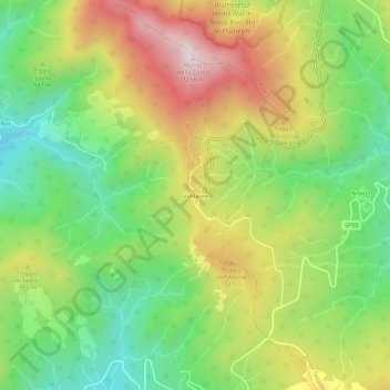 Mappa topografica Valdazze, altitudine, rilievo