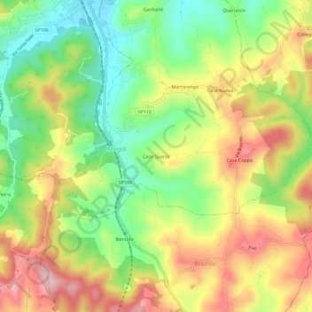 Mappa topografica Case Sparse, altitudine, rilievo