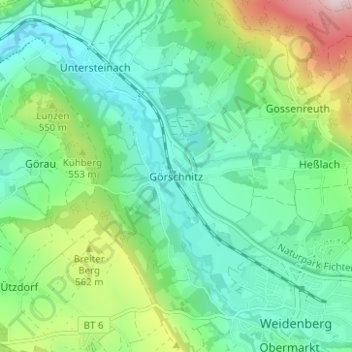 Mappa topografica Görschnitz, altitudine, rilievo