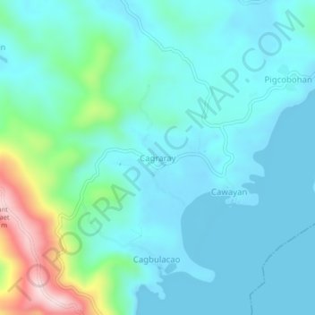 Mappa topografica Cagraray, altitudine, rilievo
