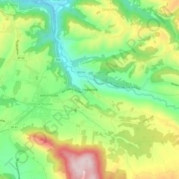 Mappa topografica Cerdomare, altitudine, rilievo