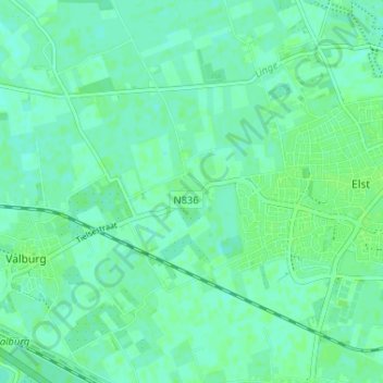 Mappa topografica Lijnden, altitudine, rilievo