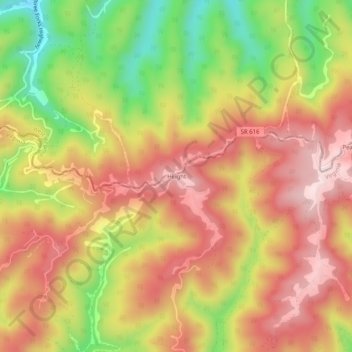 Mappa topografica Height, altitudine, rilievo