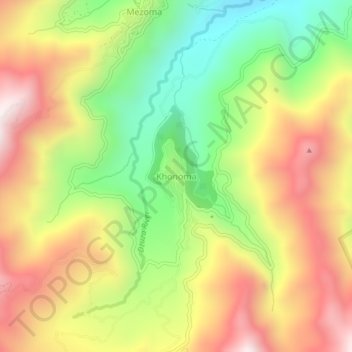 Mappa topografica Khonoma, altitudine, rilievo