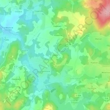 Mappa topografica Chantot, altitudine, rilievo