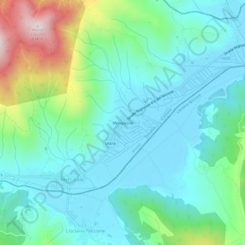 Mappa topografica Mengaccini, altitudine, rilievo