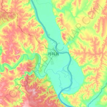 Mappa topografica 呼玛县, altitudine, rilievo