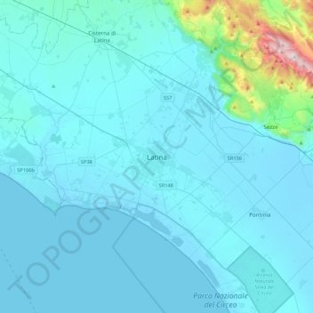 Mappa topografica Latina, altitudine, rilievo