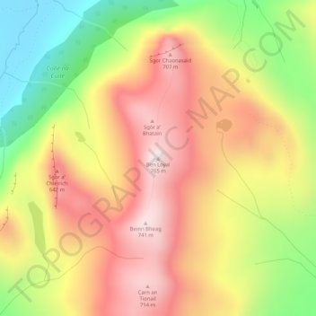 Mappa topografica Ben Loyal, altitudine, rilievo