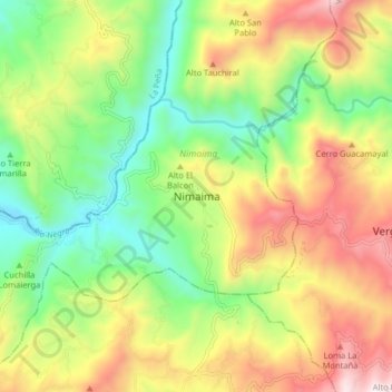 Mappa topografica Nimaima, altitudine, rilievo