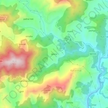 Mappa topografica siyona, altitudine, rilievo