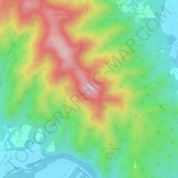 Mappa topografica Sant Grau, altitudine, rilievo