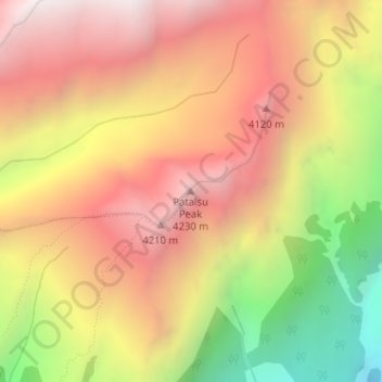 Mappa topografica Patalsu Peak, altitudine, rilievo