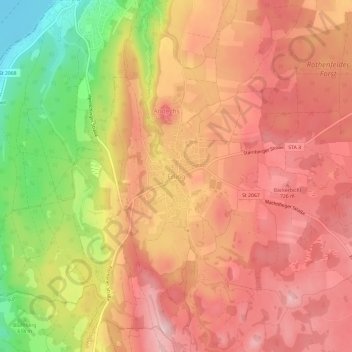 Mappa topografica Erling, altitudine, rilievo