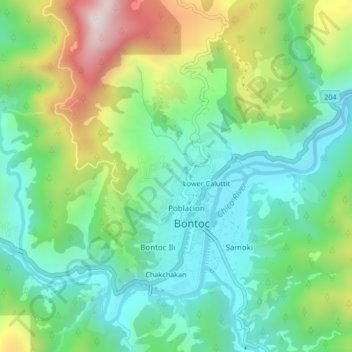 Mappa topografica Upper Caluttit, altitudine, rilievo