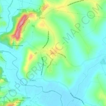 Mappa topografica Spina, altitudine, rilievo
