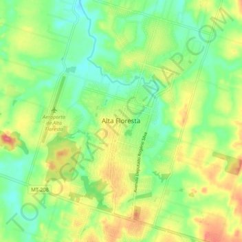 Mappa topografica Alta Floresta, altitudine, rilievo