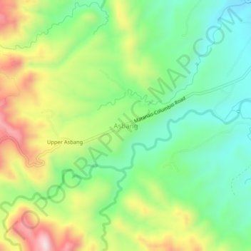 Mappa topografica Asbang, altitudine, rilievo