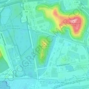 Mappa topografica Halde Hoppenbruch, altitudine, rilievo