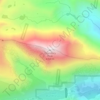 Mappa topografica Quandary Peak, altitudine, rilievo