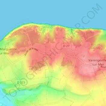 Mappa topografica Blancmesnil, altitudine, rilievo
