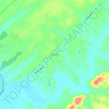 Mappa topografica Oak View, altitudine, rilievo