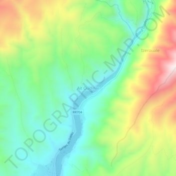 Mappa topografica Ait Oudinar, altitudine, rilievo