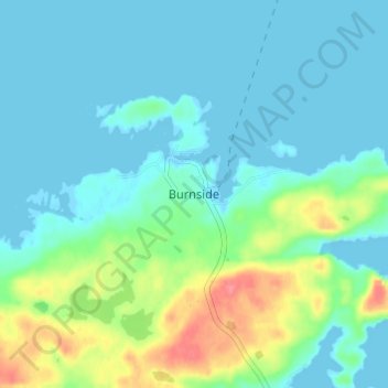 Mappa topografica Burnside, altitudine, rilievo