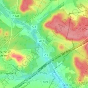 Mappa topografica La Bâte, altitudine, rilievo
