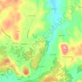 Mappa topografica Alvorge, altitudine, rilievo