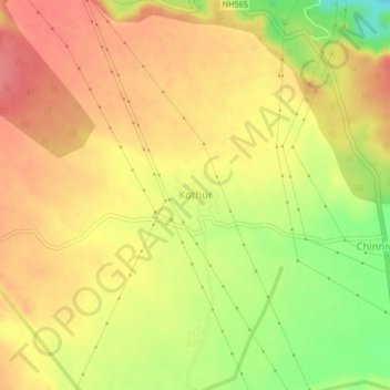 Mappa topografica Kothur, altitudine, rilievo