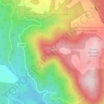 Mappa topografica Blue Mount, altitudine, rilievo
