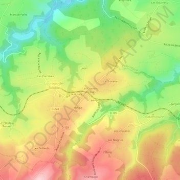 Mappa topografica Les Champs Marqués, altitudine, rilievo