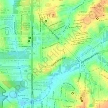 Mappa topografica Praça do Eldorado, altitudine, rilievo