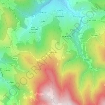 Mappa topografica La Roche, altitudine, rilievo