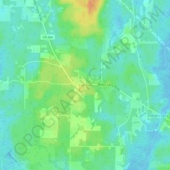 Mappa topografica Live Oak, altitudine, rilievo