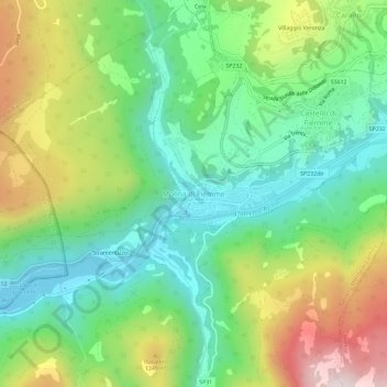 Mappa topografica Molina di Fiemme, altitudine, rilievo