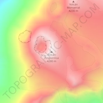Mappa topografica Volcán Tinguiririca, altitudine, rilievo