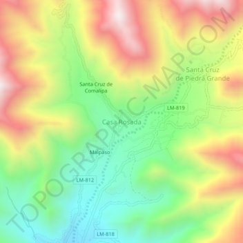 Mappa topografica Casa Rosada, altitudine, rilievo