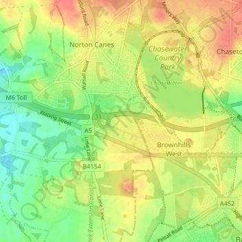 Mappa topografica Common Side, altitudine, rilievo