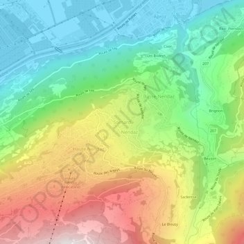 Mappa topografica Sornard, altitudine, rilievo