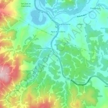 Mappa topografica El Pino, altitudine, rilievo