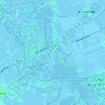 Mappa topografica Muggenbeet, altitudine, rilievo