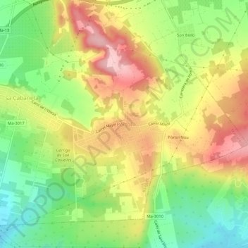 Mappa topografica Pòrtol, altitudine, rilievo
