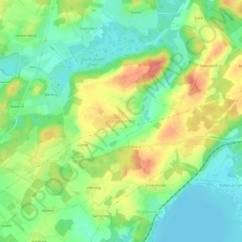 Mappa topografica Schwabering, altitudine, rilievo