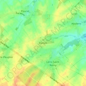 Mappa topografica Blehen, altitudine, rilievo