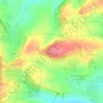 Mappa topografica Kochersberg, altitudine, rilievo