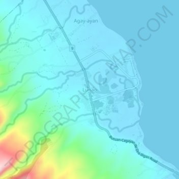 Mappa topografica Lunao, altitudine, rilievo