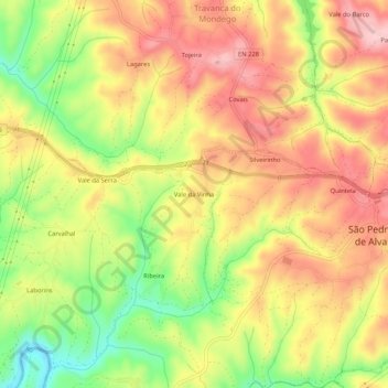 Mappa topografica Vale da Vinha, altitudine, rilievo